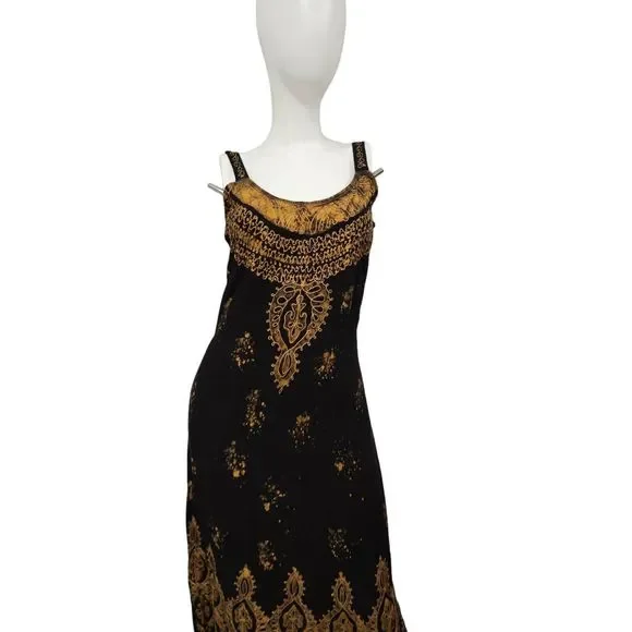Black Embroidered Maxi Dress Medium - Picture 3 of 8